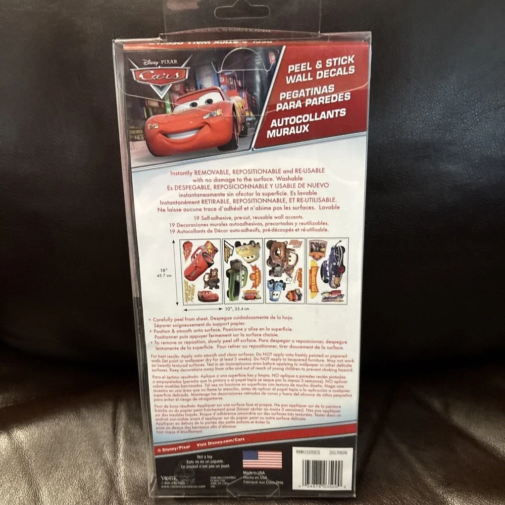 Cars Disney Peel and Stick‎ Wall Decals Stickers 19 total stickers Sealed !!